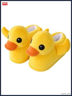Plush Duck Slippers Swingable Wings TPR Anti-Slip Sole Indoor Home